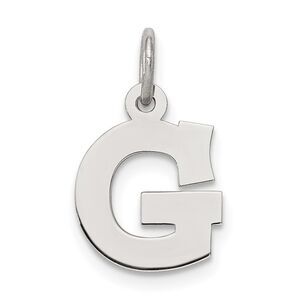 Sterling Silver, Amanda Collection Small Block Style Initial G Pendant
